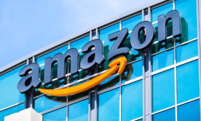 Amazon logo on the facade of one of their corporate office buildings located in Silicon Valley-New York Sues Amazon-ss-featured
