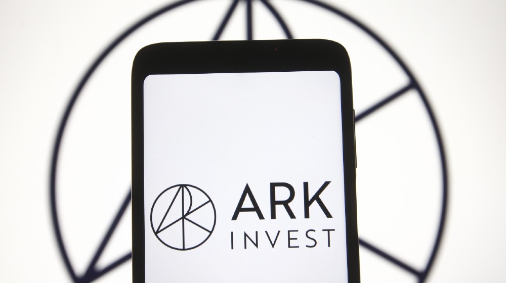 ARK Investment Management LLC logo is seen on a mobile phone screen-ARK Investment-ss-featured