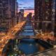 Downtown city buildings and skyline over the Chicago River Illinois USA-Chicago River-SS-Featured