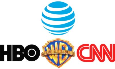 Collection of popular logos of AT&T Inc., Warner Bros, HBO and CNN on white paper | AT&T To Merge Media Assets With Discovery | Featured