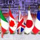 G7 flags on rack Countries of members Group of seven summit meeting G 7 leaders unity organization