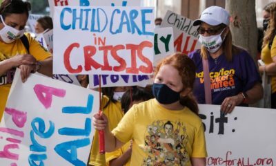 Protest to demand that Governor Newsom negotiate higher pay for family child care providers to stabilize access to care for parents returning to work | Child care access was a crisis before COVID | featured