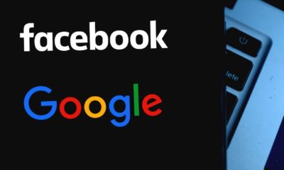 Smart tablet with the logo of GOOGLE and FACEBOOK | Google and Facebook To Require Vaccines For Employees | featured