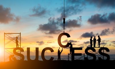 Silhouette employees work as a team to work out successfully over blurred sky at sunset | 3 Basic Principles of Success | featured