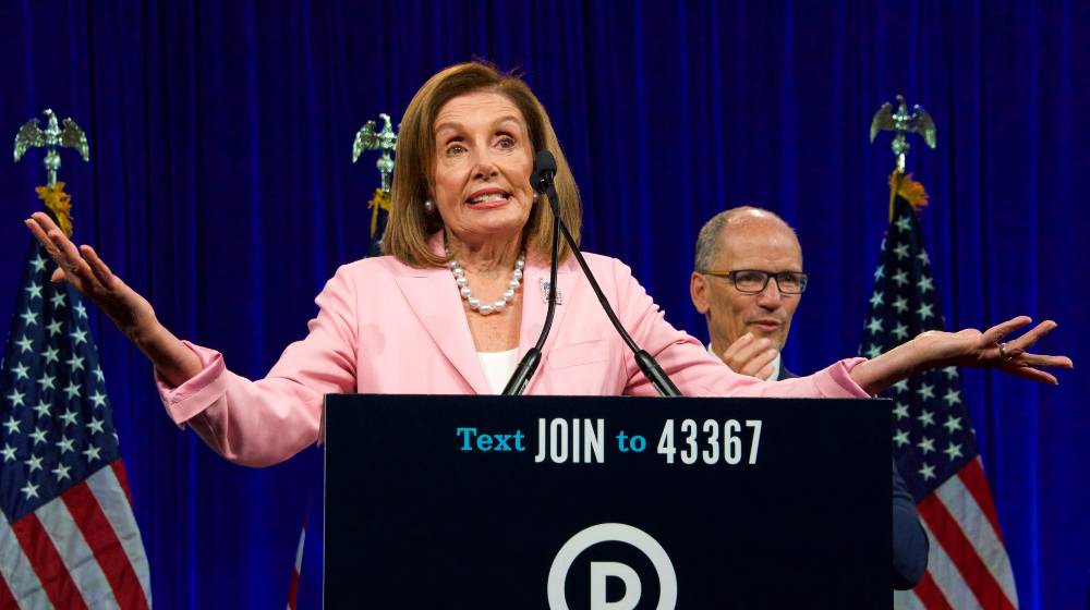 Speaker of the House, Nancy Pelosi, speaking at the Democratic National Convention Summer Meeting in San Francisco | House Passes Bill To Suspend Debt Limit, Avert Shutdown | featured