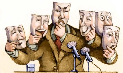 a politician speaks to the public with a set of masks | 5 Examples When Political Hypocrisy Harms America | featured