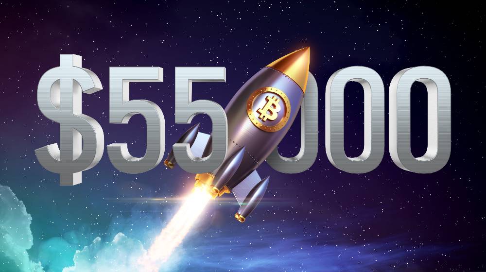 Bitcoin breaks $ 55000 barrier amid speculation over spin-off | Bitcoin Prices Hit 5-Month High, Goes Over $55,000 Wednesday | featured