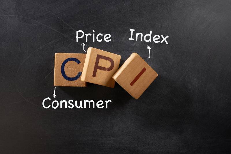 Color Wooden alphabets building the word CPI-October CPI