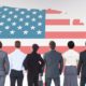 Digital composition of business people looking at American flag | The 4 Hottest Careers in the US This 2020 | featured