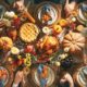 Group of friends or family members giving thanks to God at festive turkey dinner table together | This Year’s Thanksgiving Dinner Is 14% More Expensive | featured