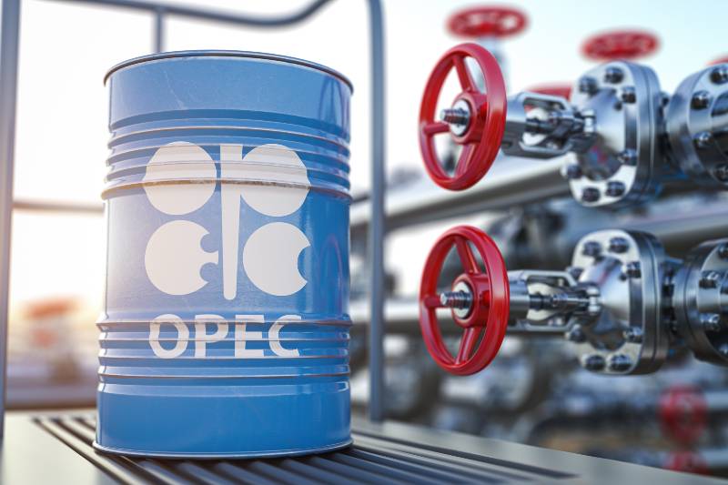Opec symbol on the oil barrel and oil pipe line-Oil Production