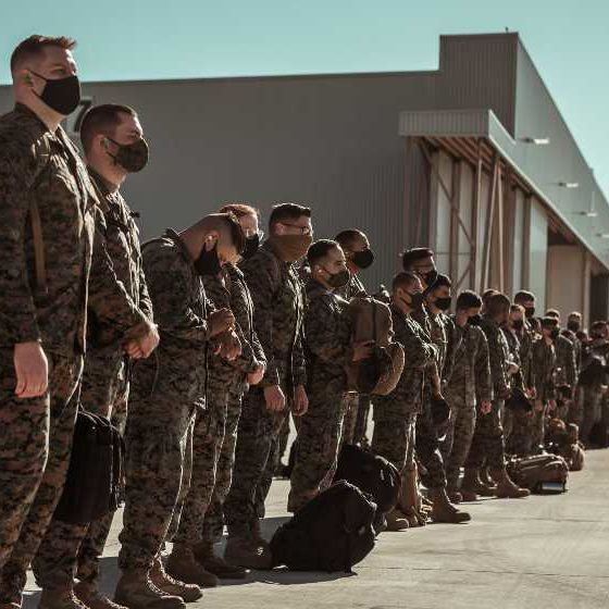 men in black and brown camouflage uniform standing on brown floor | Marines Corps Set To Have Military’s Worst Vaccination Record | featured
