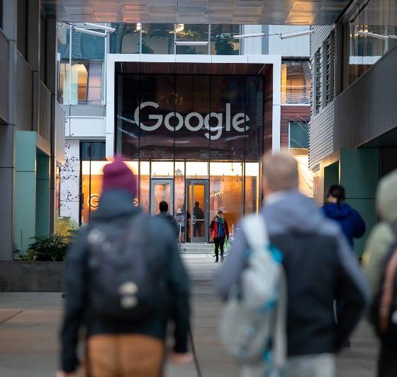 Google scrambles to integrate ai - Google sign at the entrance to the the cloud computing offices | Google Employees