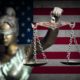 Lady justice with U.S flag background | Supreme Court Strikes Down Biden’s Vaccine Mandate for Companies | featured