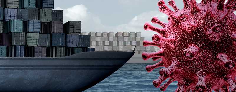 Supply chain and pandemic as shipping cargo supply chain blocked by a virus infection | Supply Chain Problems