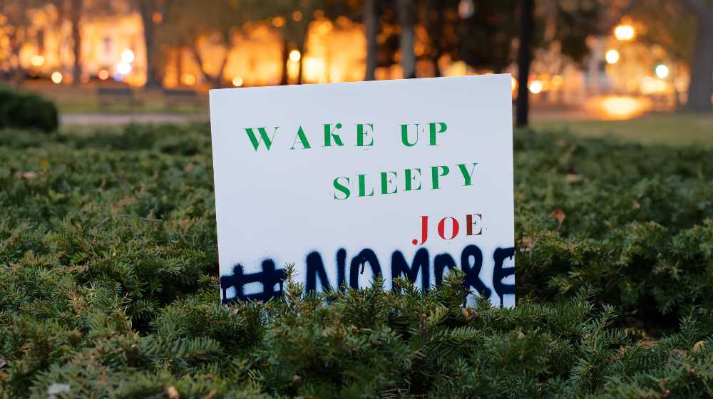 Wake Up Sleepy Joe and #NoMore sign is part of a Sunday demonstration | Dropping Like A Rock: Sleepy Joe Biden’s Approval Rating Falls To A New Low of 33% | featured