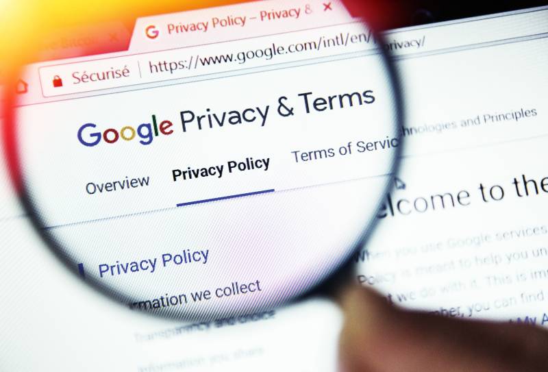 concept of Privacy terms on Google website magnified with magnifying glass | Google To Apply New Privacy Changes 