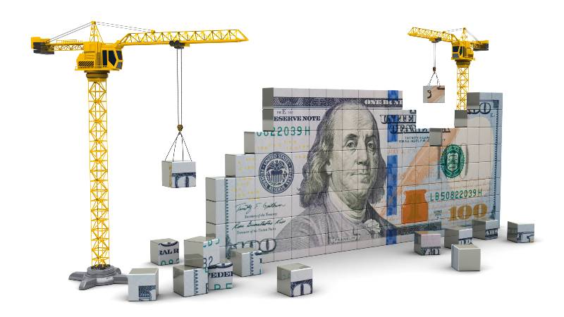 two cranes building 100 dollars | Construction Spending