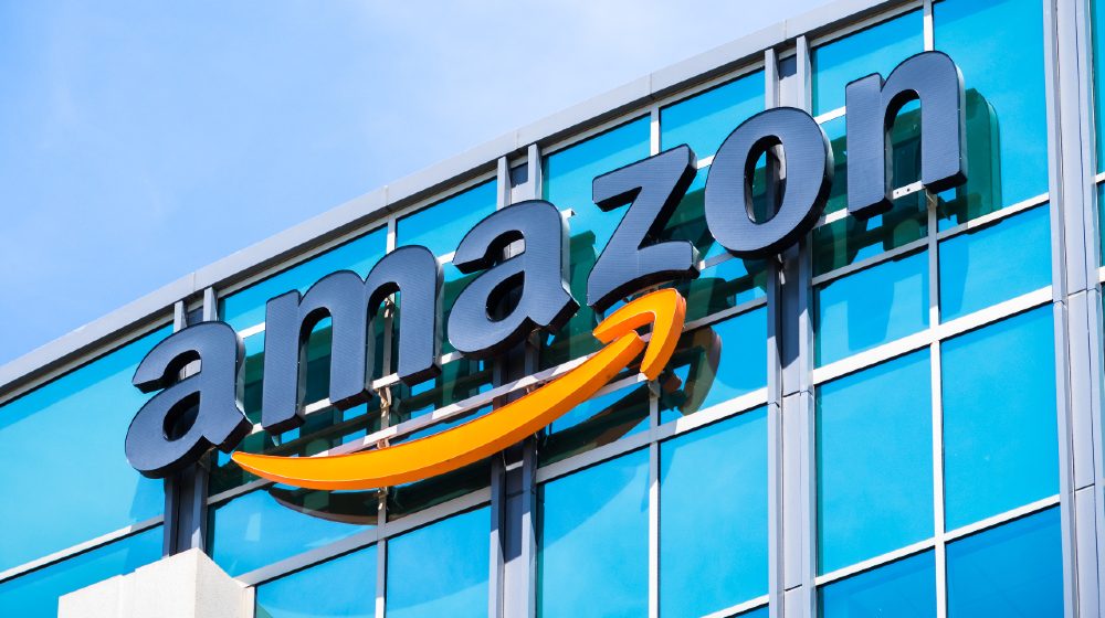 Amazon logo on the facade of one of their corporate office buildings located in Silicon Valley-New York Sues Amazon-ss-featured