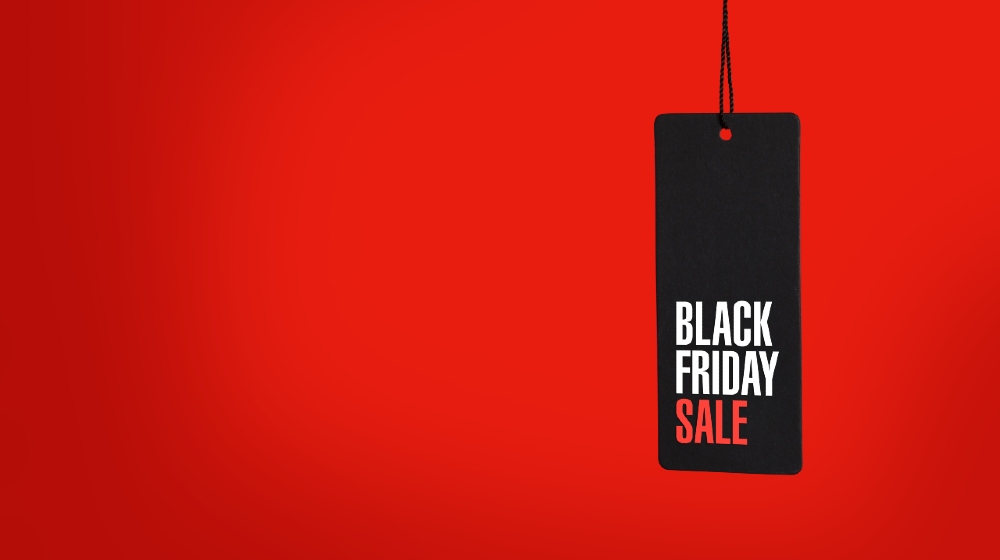 Black friday Sale tag on the red background-black friday store-ss-featured