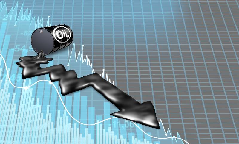 Falling oil price dive and decrease of petroleum costs concept as a barrel with supply and demand | Economic Destruction Due To Rising Oil Prices