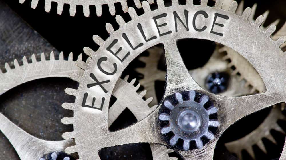 Macro photo of tooth wheel mechanism with EXCELLENCE-ss