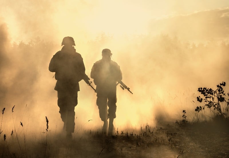 Military equipment, army helmet, warpaint, smoked dirty face, tactical gloves | 2 US Soldiers Awarded $55 Million Each 