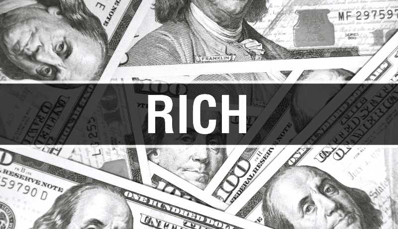 Rich text Concept Closeup. American Dollars Cash-Wealthiest Americans