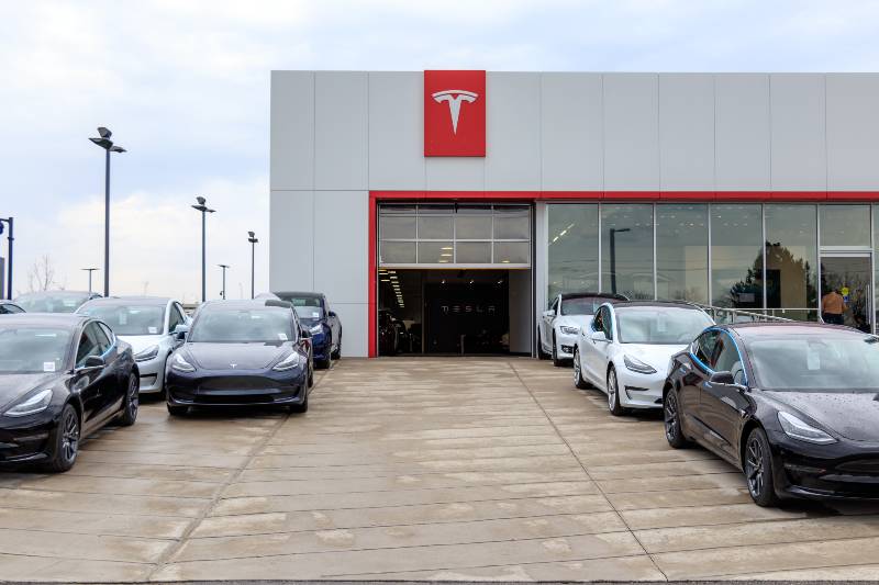 Tesla logo is seen at Tesla Dealership Service Center | Safety Issues