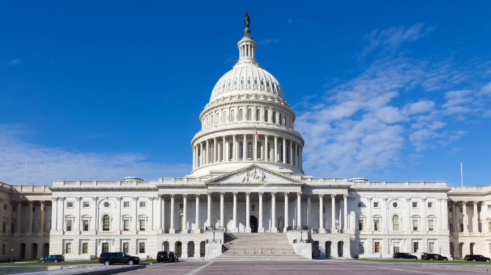 The United States Capitol at day United States Congress The east front at day Washington DC USA-Blue Wave Dims-ss-featured