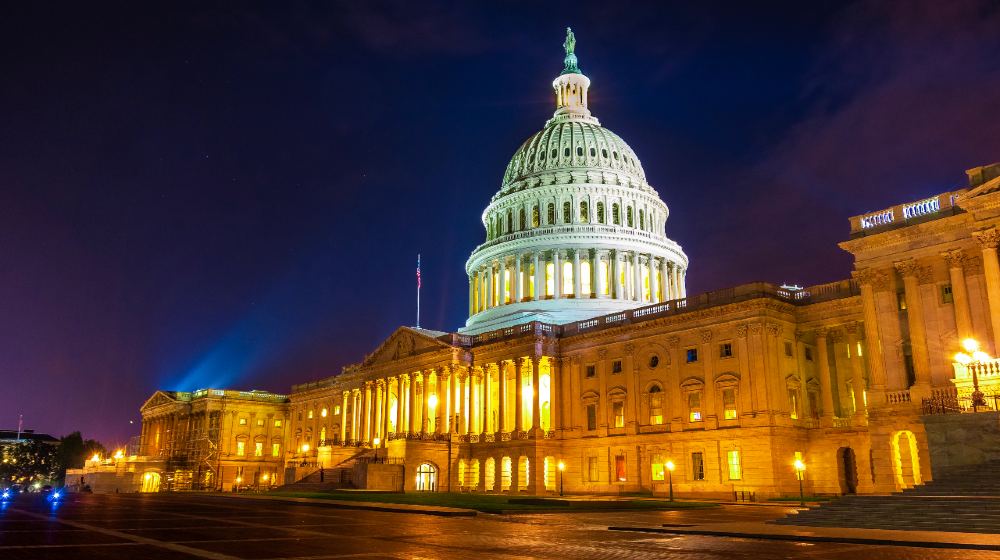 Time exposure of the east entrance to the white marble United States Capital Building-COVID-19 Bill-ss-featured
