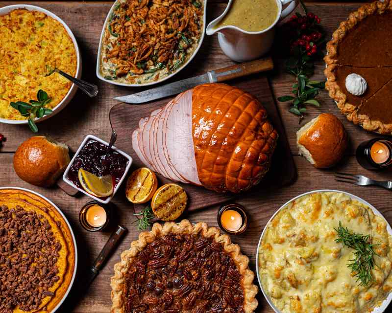 cooked food on white ceramic plate-close during Thanksgiving